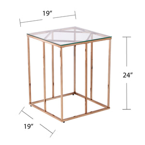 Nicholance Contemporary End Table w/ Glass Top