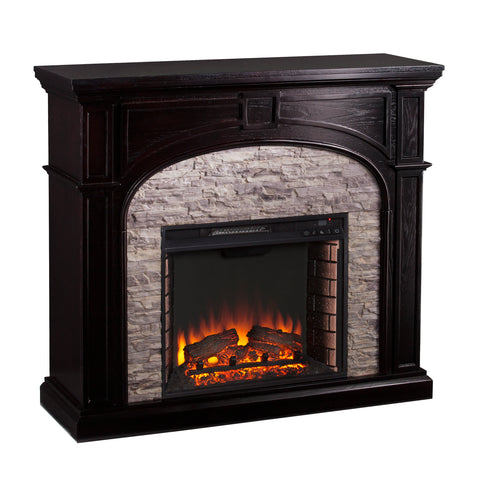 Image of Tanaya Electric Fireplace - Ebony w/ Gray Stacked Stone