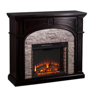 Tanaya Electric Fireplace - Ebony w/ Gray Stacked Stone