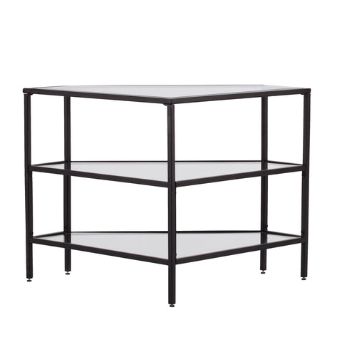 Image of Niles Metal/Glass Corner TV Stand - Black