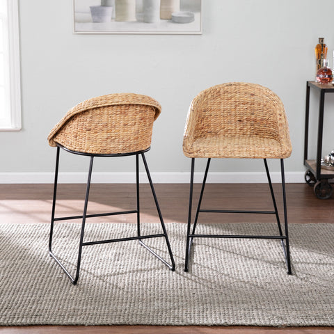 Image of Pair of water hyacinth counter stools Image 1