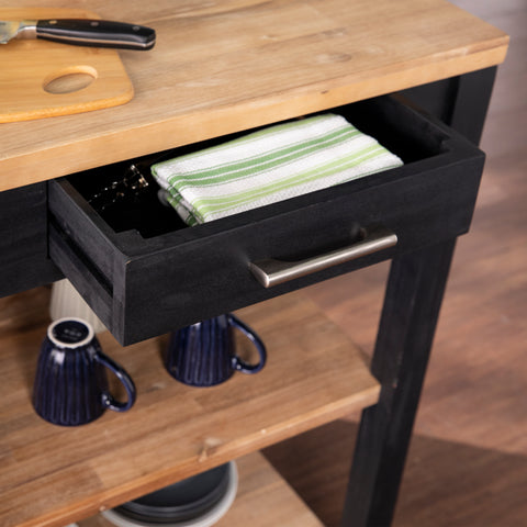 Image of Solid wood kitchen island w/ drop-leaf countertop Image 2