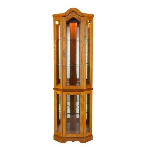 Image of Space saving, lighted corner design curio with mirrored back Image 3