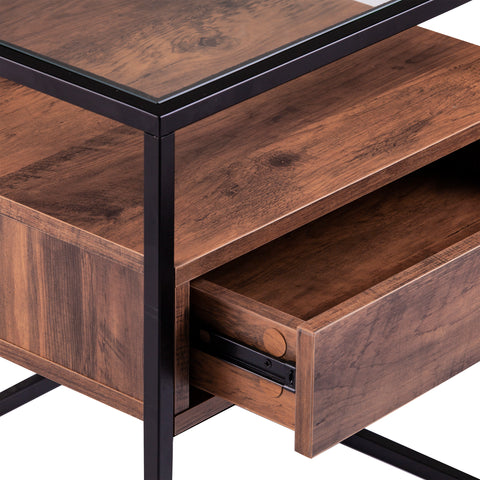 Image of Olivern Glass-Top End Table w/ Storage