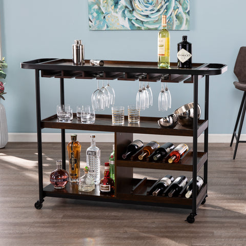 Image of Modern bar cart w/ wheels Image 1