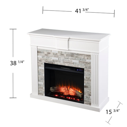 Image of Classic electric fireplace w/ modern faux stone surround Image 7