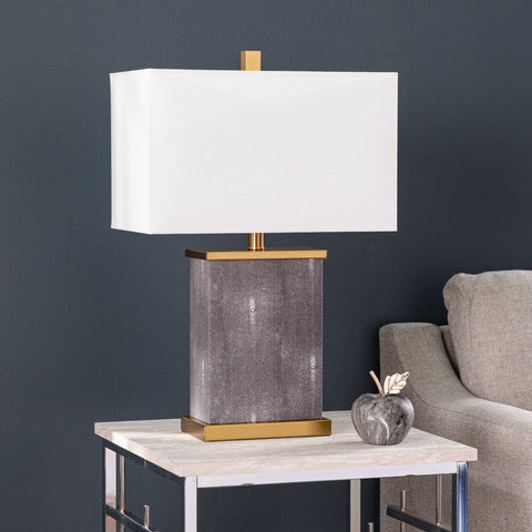 Image of Rectangular table lamp w/ linen shade Image 1