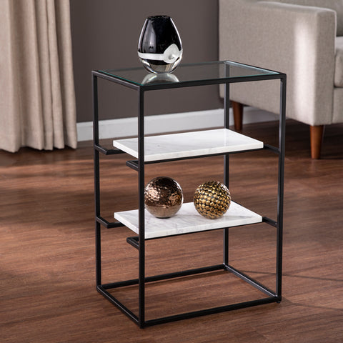 Image of Paignton Glass-Top End Table w/ Storage