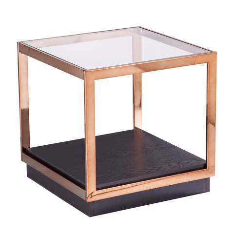 Image of Square side table w/ glass top Image 4