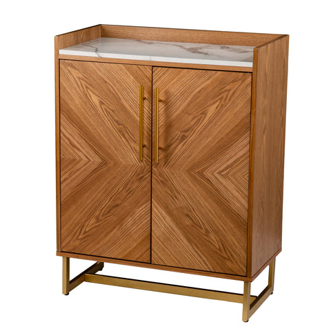 Image of Multifunctional bar cabinet w/ faux marble top Image 9