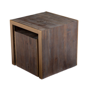 Reclaimed wood side table set Image 9