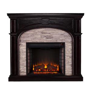 Tanaya Electric Fireplace - Ebony w/ Gray Stacked Stone