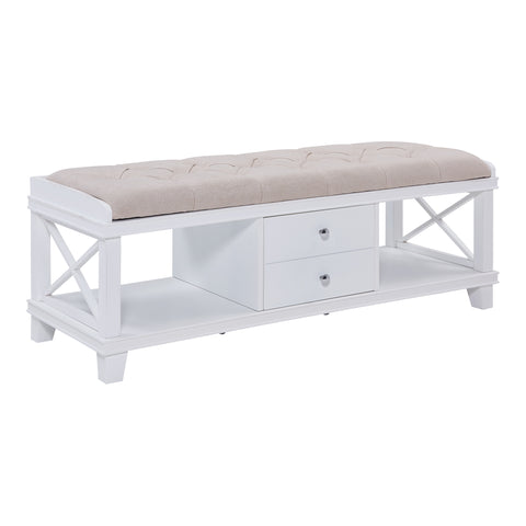 Image of Wyndcliff White Upholstered Storage Bench