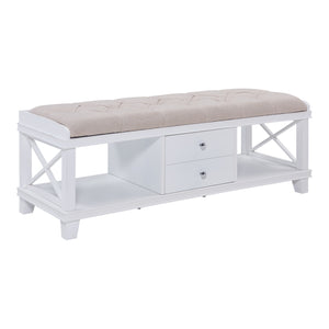 Wyndcliff White Upholstered Storage Bench