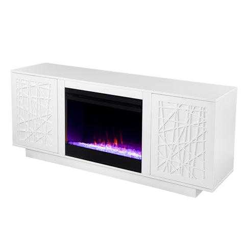 Image of Low-profile media cabinet w/ color changing fireplace Image 3