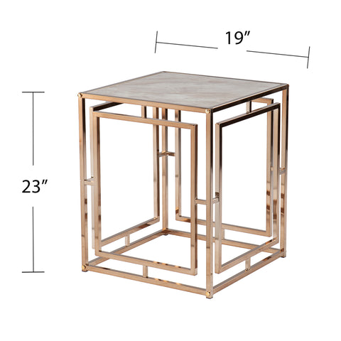 Image of Square side table with faux marble top Image 9