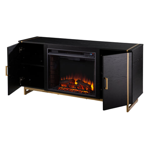 Image of Low-profile media fireplace w/ storage Image 5