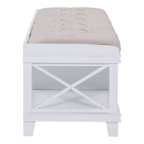 Image of Wyndcliff White Upholstered Storage Bench