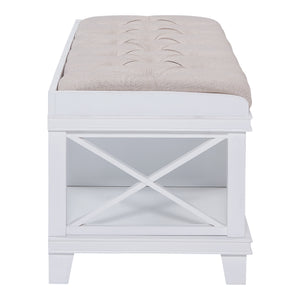 Wyndcliff White Upholstered Storage Bench