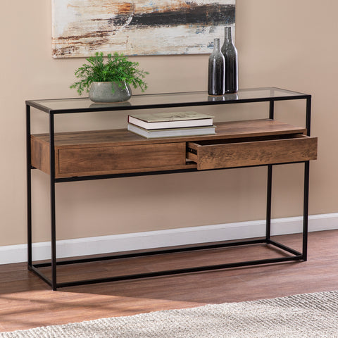 Image of Industrial console table w/ glass top Image 3