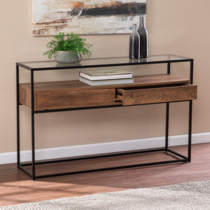 Industrial console table w/ glass top Image 3