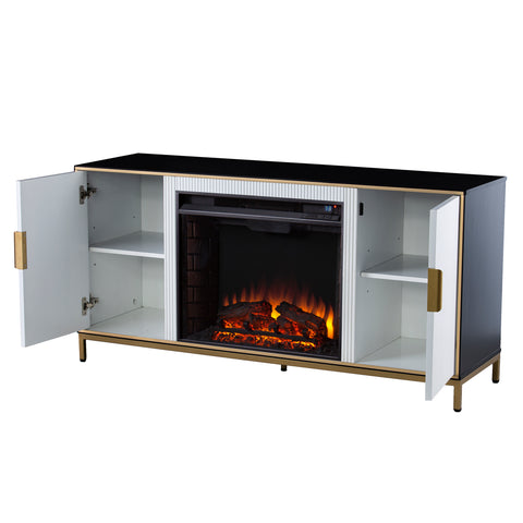 Image of Modern electric fireplace w/ media storage Image 10