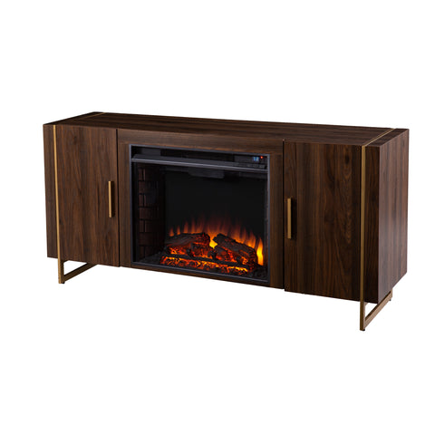 Image of Fireplace media console w/ gold accents Image 3