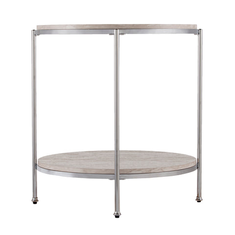 Image of Silas Round Faux Stone End Table