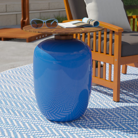 Image of Outdoor side table w/ ceramic base Image 1