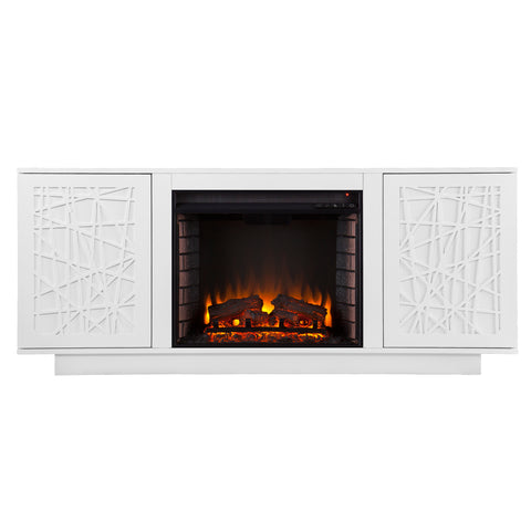 Image of Low-profile media cabinet w/ electric fireplace Image 2