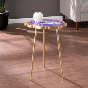 Purple faux agate accent table Image 1