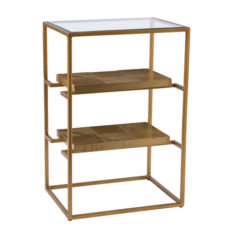 Image of 3-tier accent table w/ glass top Image 4