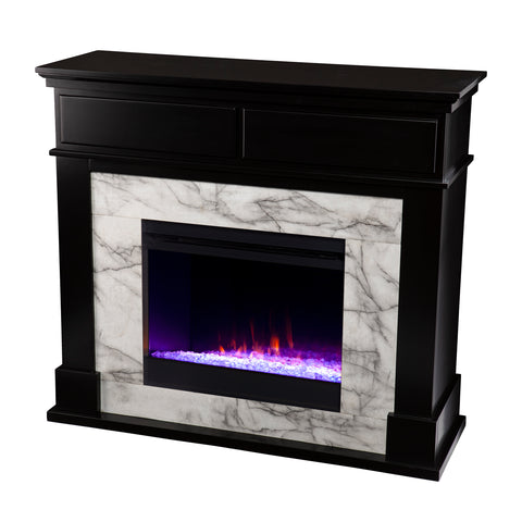 Image of Modern two-tone electric fireplace w/ color changing flames Image 6