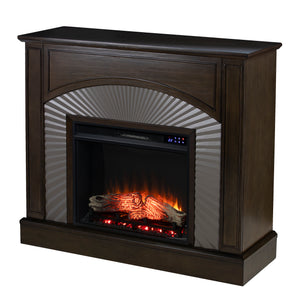 Two-tone electric fireplace w/ textured silver surround Image 5