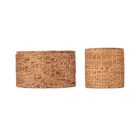 Image of Satalia Round Water Hyacinth Storage Tables – 2pc Set