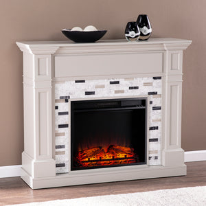 Classic electric fireplace with multicolor marble surround Image 2