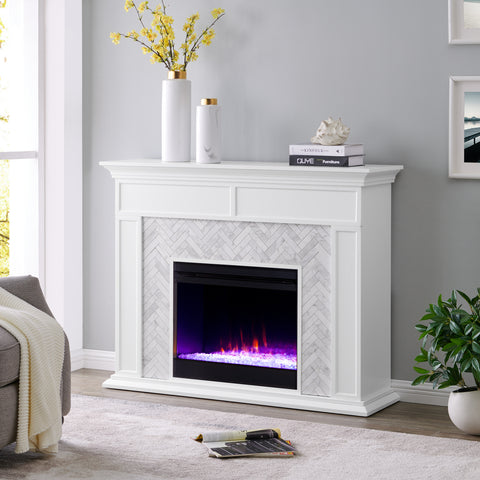 Image of Torlington Color Changing Marble Tiled Fireplace