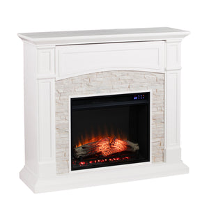 Electric fireplace w/ faux stone surround Image 4