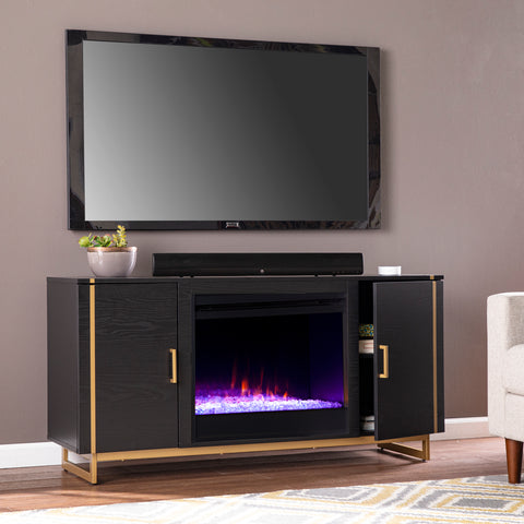 Image of Low-profile media fireplace w/ color changing flames Image 2