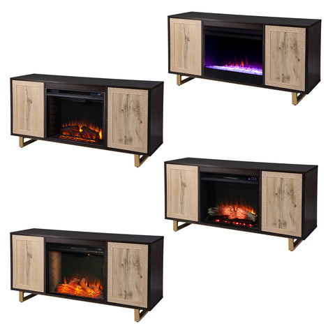 Image of Modern electric fireplace w/ media storage Image 9