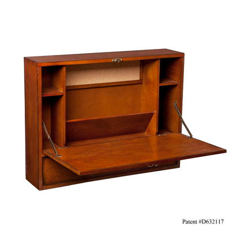 Image of Benwick Wall Mount Laptop Desk - Brown Mahogany