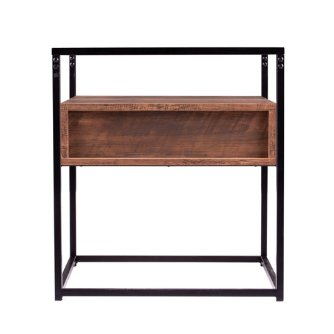 Image of Olivern Glass-Top End Table w/ Storage