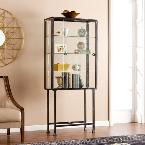 Image of Metal/Glass Sliding-Door Display Cabinet