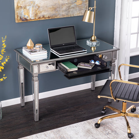 Image of Mirrored workstation or vanity desk w/ ample storage Image 8