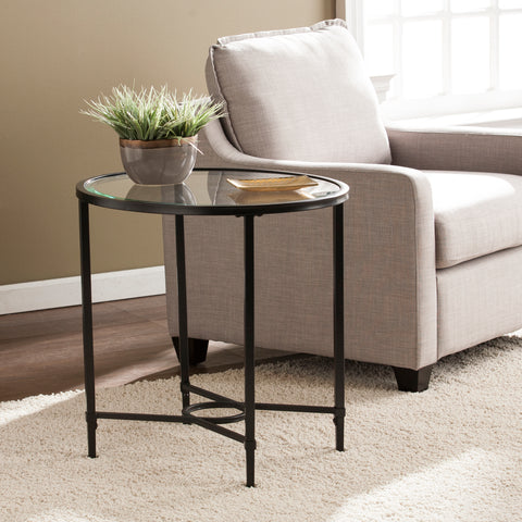 Image of Quinton Metal/Glass Oval Side Table