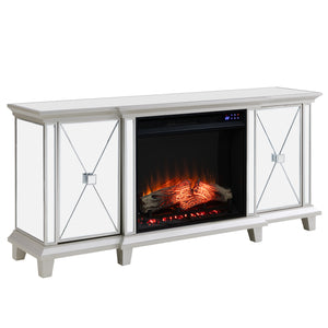 Mirrored media fireplace with storage cabinets Image 4