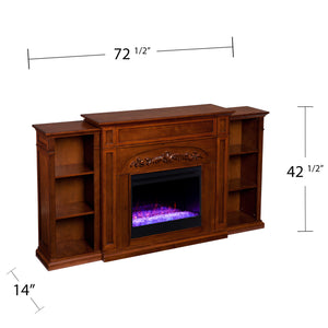 Handsome bookcase fireplace w/ striking woodwork details Image 6