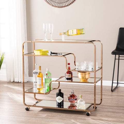 Image of Maylynn Art Deco Mirrored Bar Cart