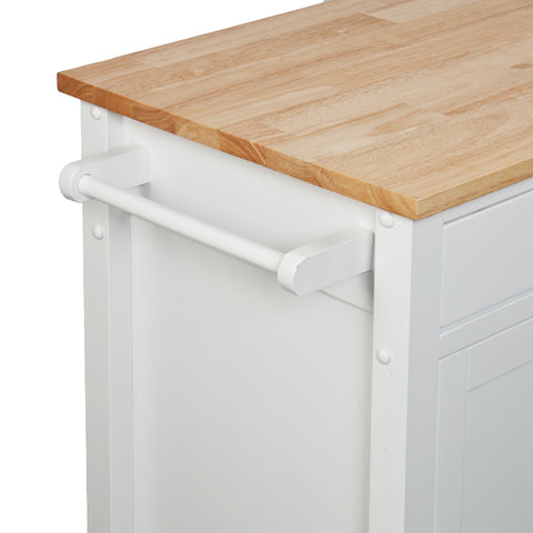 Image of Features butcher block, 1 drawer, 1 double-door cabinet with fixed shelf, 3 open fixed shelves, and 1 towel rack Image 6