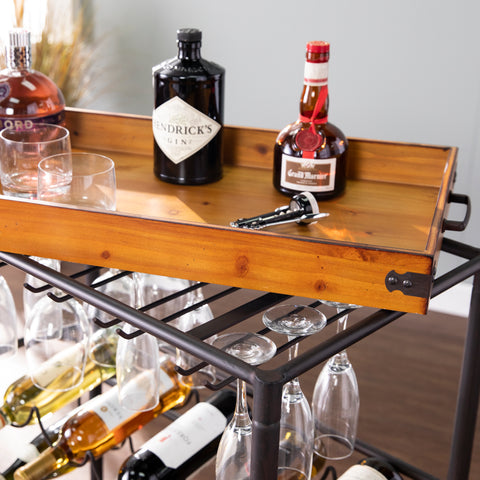 Image of Kitchen cart with wine rack and glassware storage Image 2